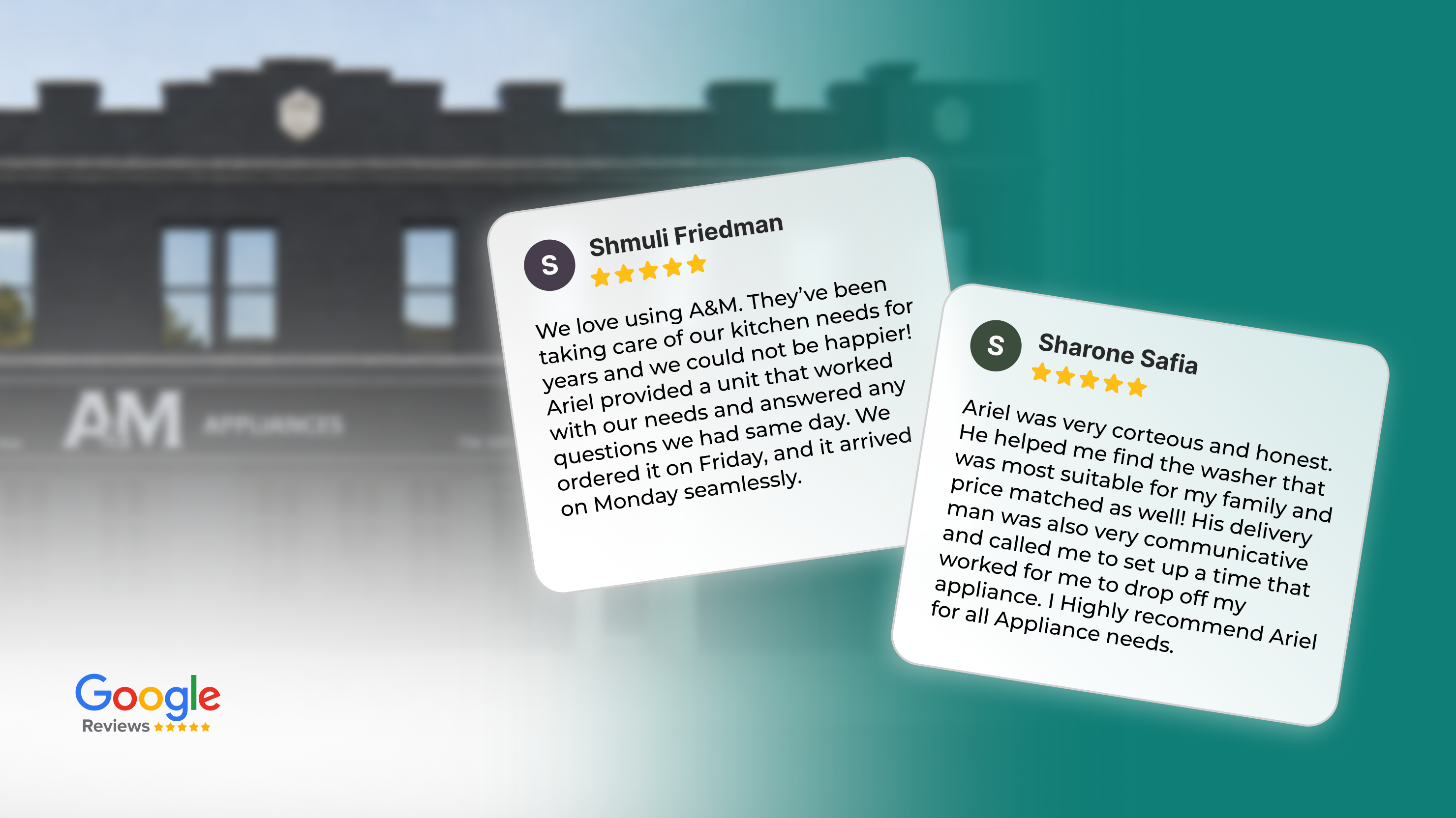A & M Appliance review on Google Maps