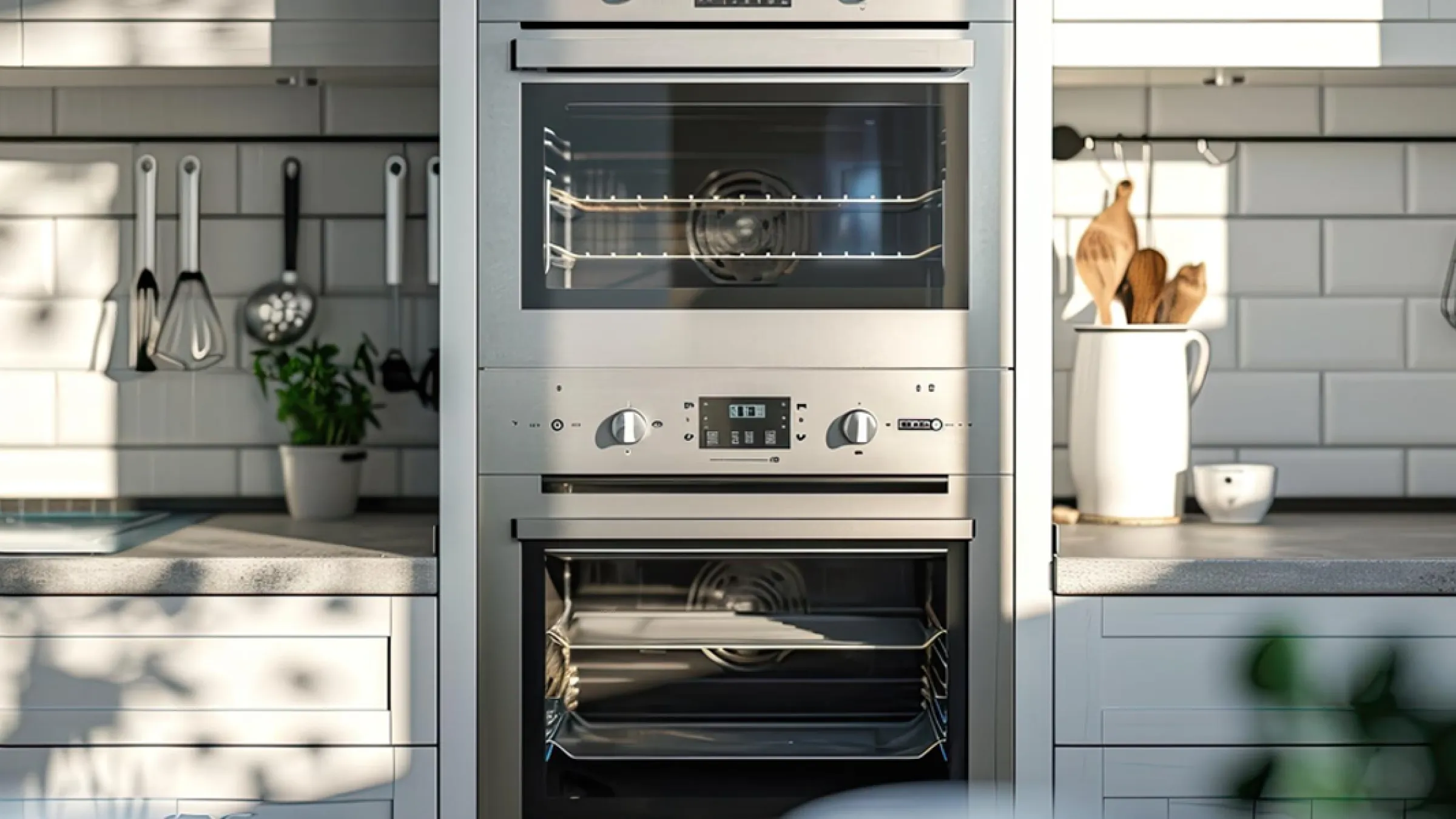 Luxury stainless steel refrigerator in kitchen