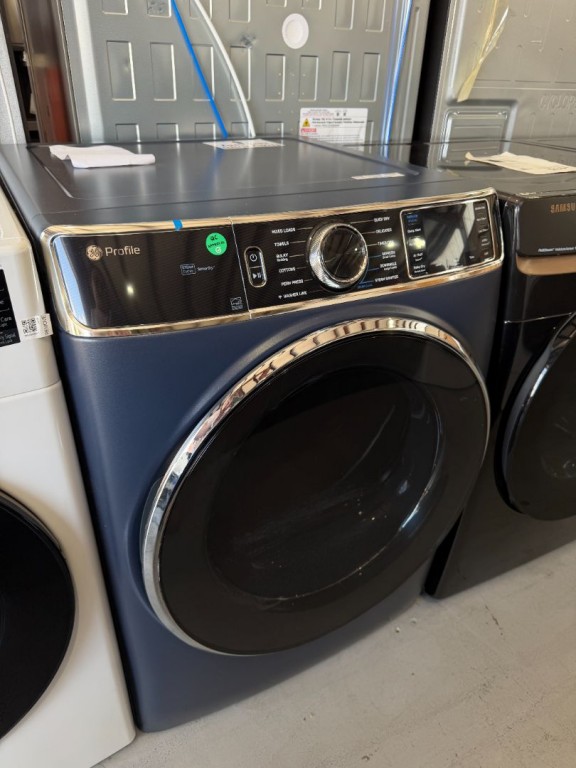 GE Profile 7.8 cu. ft. Capacity Smart Front Load Electric Dryer with Steam and Sanitize Cycle Sapphire Blue PFD87ESPVRS, product image 1 of 4