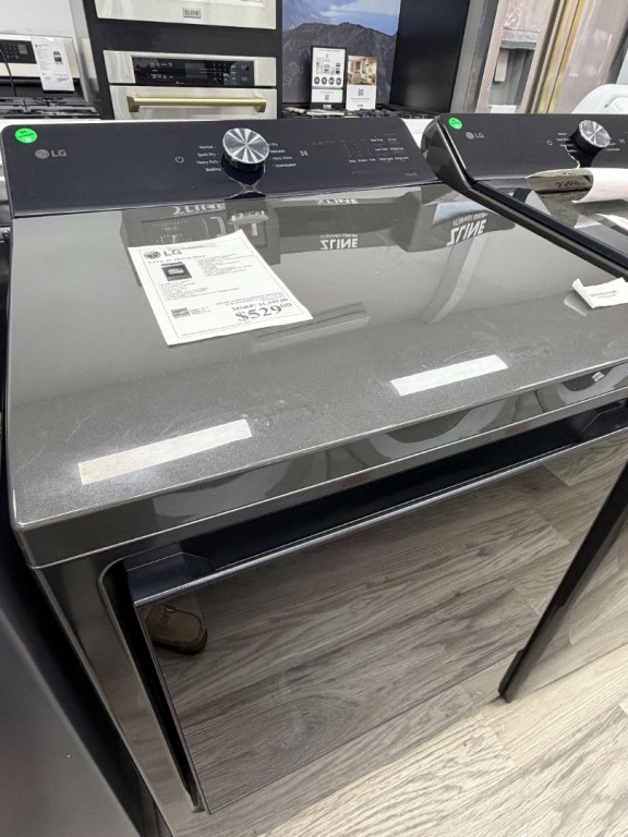 LG 7.3 Cu. Ft. Ultra Large Capacity Rear Control Electric Dryer With Ai Sensing And Thinq® Smart Features Platinum Black DLE8200L, product image 1 of 2