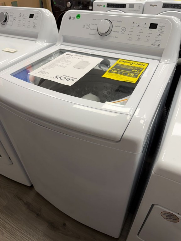 LG 4.3 Cu. Ft. Ultra Large Capacity Top Load Washer With 4-way™ Agitator & Turbodrum™ Technology White WT7005CW, product image 1 of 2