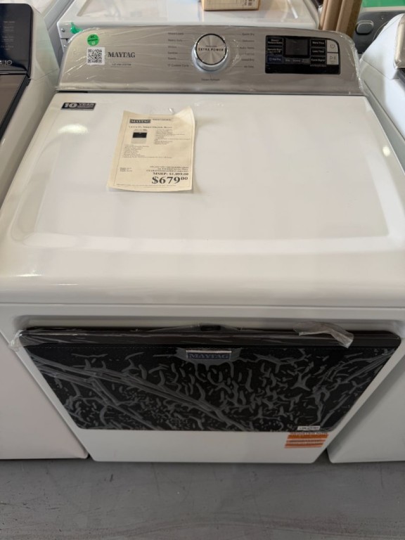Maytag 7.4 Cu. Ft. Pet Pro Top Load Electric Dryer with Extra Power and Sanitize Cycle White MED7205RW, product image 2 of 2