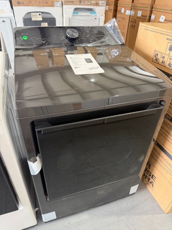 LG 7.3 Cu. Ft. Ultra Large Capacity Rear Control Electric Dryer With Ai Sensing And Thinq® Smart Features Platinum Black DLE8200L, product image 1 of 3