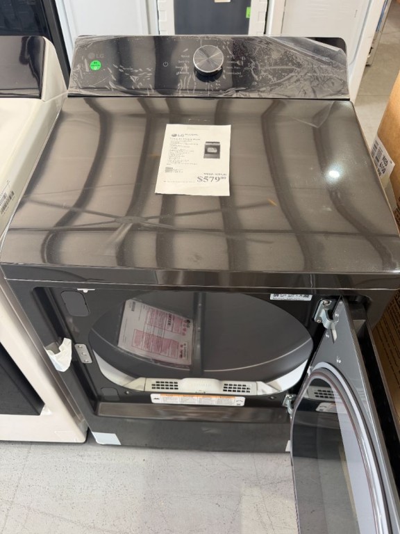 LG 7.3 Cu. Ft. Ultra Large Capacity Rear Control Electric Dryer With Ai Sensing And Thinq® Smart Features Platinum Black DLE8200L, product image 2 of 3