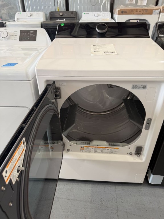 LG 7.3 Cu. Ft. Ultra Large High Efficiency Electric Turbosteam™ Easyload™ Door, Wi-fi Connectivity, White Alpine White DLEX8600WE, product image 2 of 3