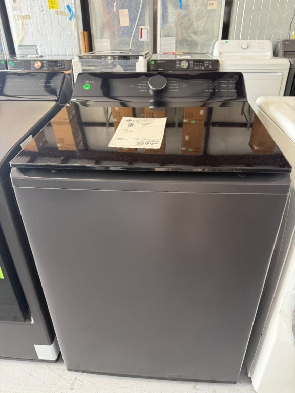 LG 5.3 Cu. Ft. Mega Capacity Smart Top Load Washer With 4-way® Agitator, Easyunload™ & Ai Sensing Matte Black WT8405CB, product image 1 of 2