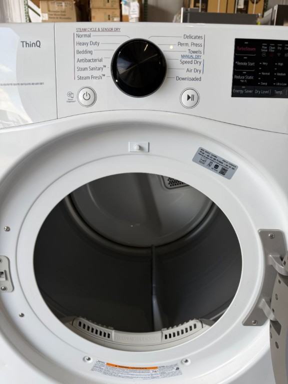 LG 7.4 Cu. Ft. Ultra Large Capacity Smart Front Load Energy Star Electric Dryer With Sensor Dry & Steam Technology White DLEX4080W, product image 2 of 3