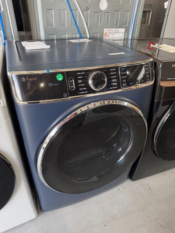 GE Profile 7.8 cu. ft. Capacity Smart Front Load Electric Dryer with Steam and Sanitize Cycle Sapphire Blue PFD87ESPVRS, product image 2 of 4