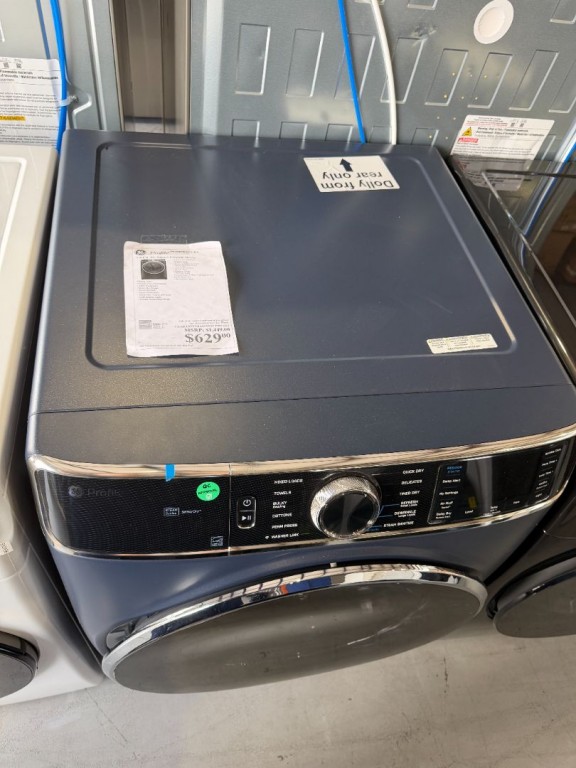 GE Profile 7.8 cu. ft. Capacity Smart Front Load Electric Dryer with Steam and Sanitize Cycle Sapphire Blue PFD87ESPVRS, product image 3 of 4