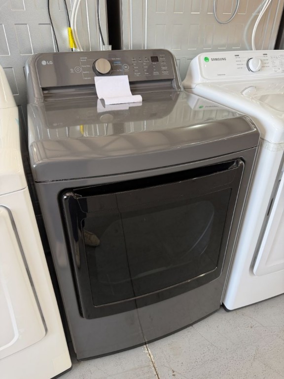 LG 7.3 Cu. Ft. Ultra Large Capacity Rear Control Electric Energy Star Dryer With Sensor Dry Middle Black DLE7150M, product image 2 of 3