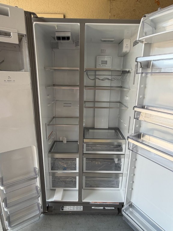 KitchenAid 22.6 cu ft. Counter-Depth Side-by-Side Refrigerator with Exterior Ice and Water and PrintShield™ finish Stainless Steel with PrintShield™ Finish KRSC703HPS, product image 2 of 3