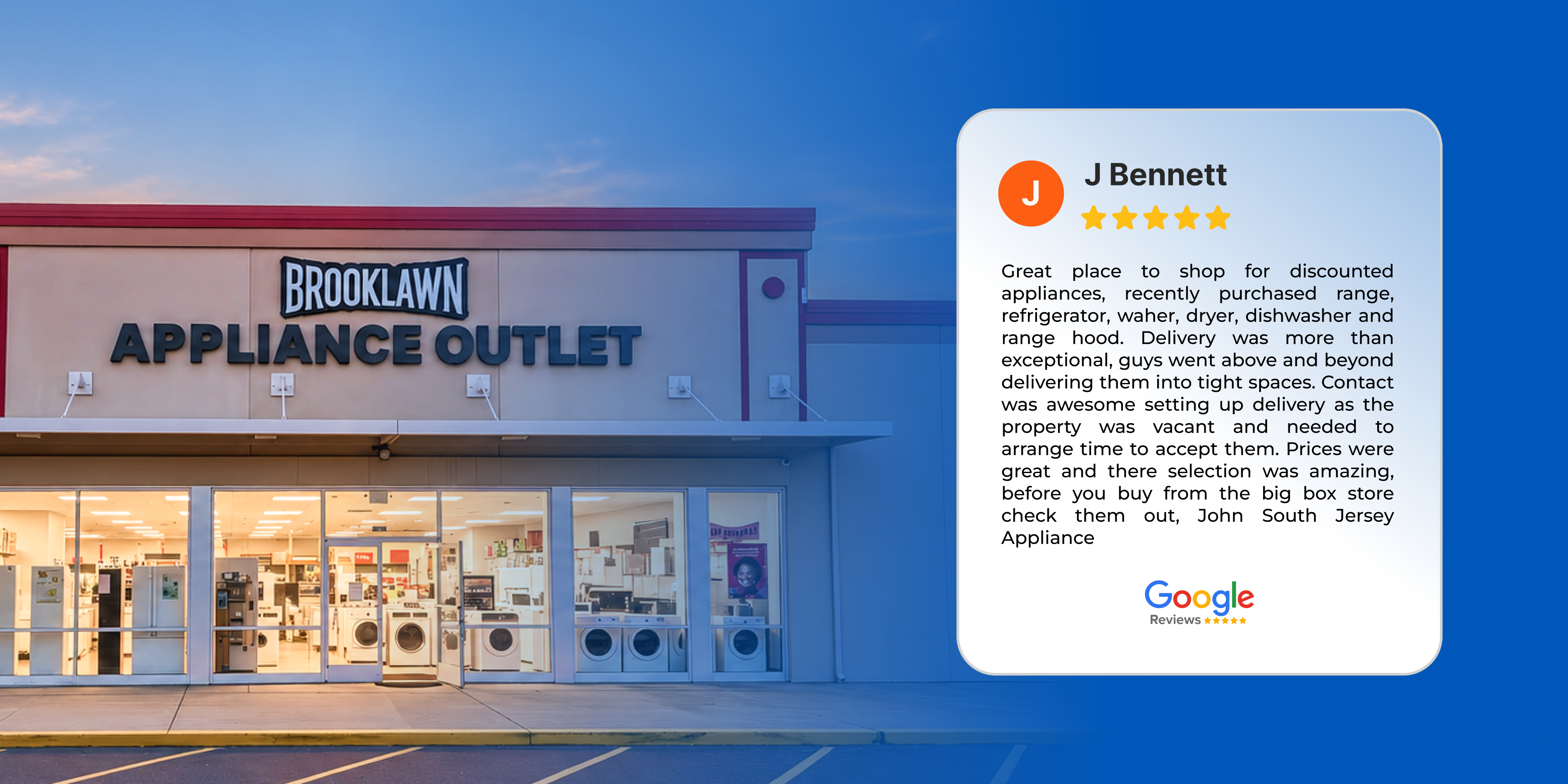 Brooklawn Appliance Outlet Review on Google Maps
