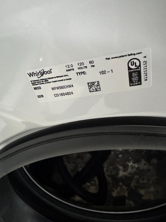 Whirlpool 4.3 cu. ft. Closet-Depth Front Load Washer with Intuitive Controls White WFW560CHW