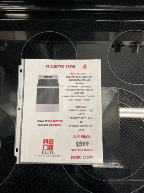 GE 30" Free-Standing Electric Convection Range with No Preheat Air Fry and EasyWash Oven Tray Stainless Steel GRF600AVSS