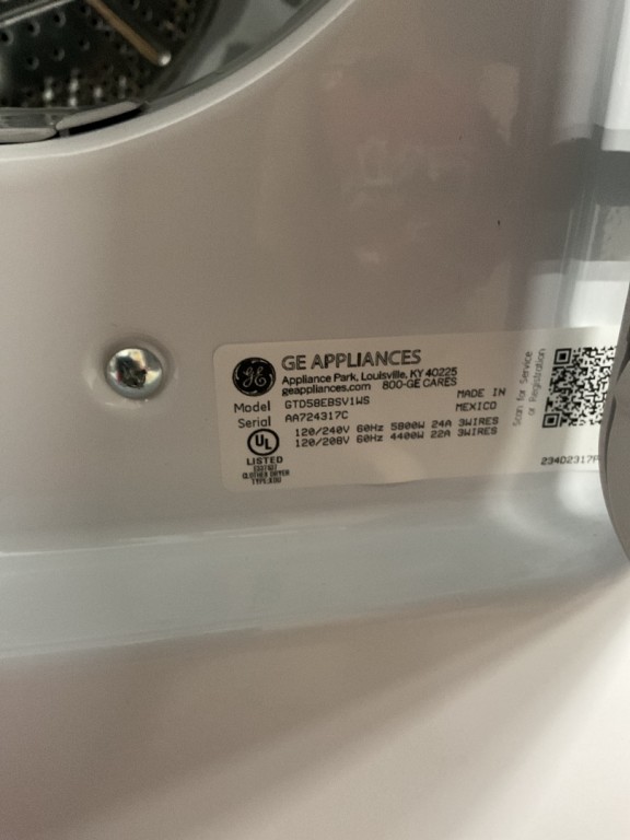 GE 7.4 cu. ft. Capacity Electric Dryer with Up To 120 ft. Venting and Sensor Dry White with Matte Black Backsplash GTD58EBSVWS, product image 3 of 31