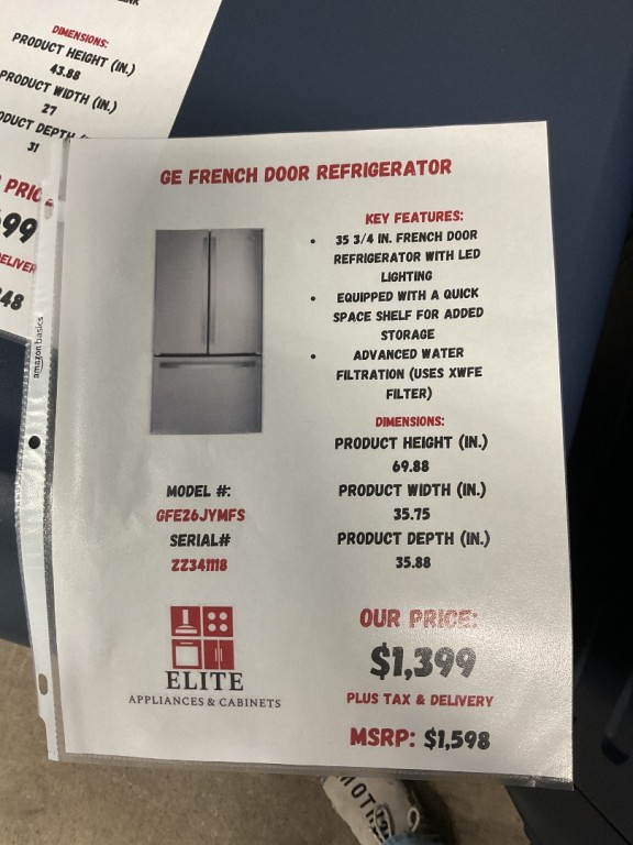 GE 25.7 Cu. Ft. Fingerprint Resistant French-Door Refrigerator Fingerprint Resistant Stainless Steel GFE26JYMFS, product image 5 of 5