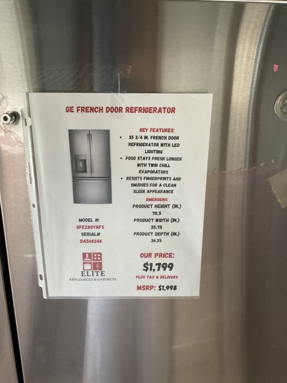 GE 27.7 Cu. Ft. Fingerprint Resistant French-Door Refrigerator Fingerprint Resistant Stainless Steel GFE28GYNFS, product image 6 of 6