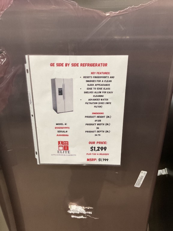 GE 25.3 Cu. Ft. Side-By-Side Refrigerator Fingerprint Resistant Stainless GSS25GYPFS, product image 6 of 29