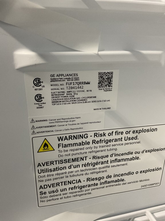 GE 17.3 Cu. Ft. Frost-Free Garage Ready Upright Freezer Other FUF17QRRWW
