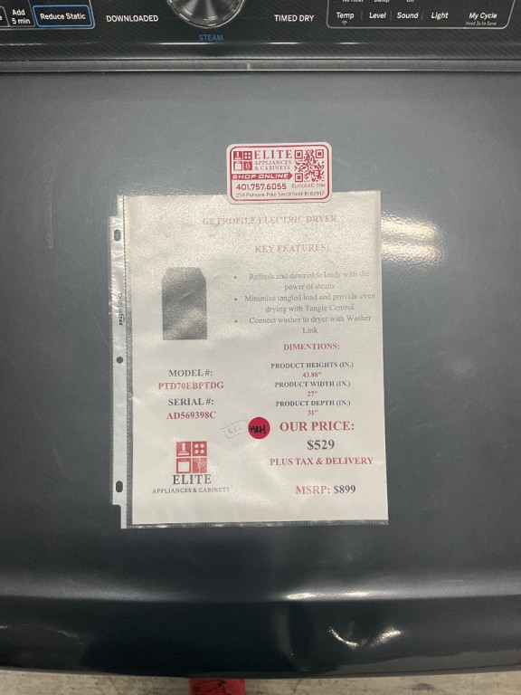 GE Profile 7.4 cu. ft. Capacity Smart aluminized alloy drum Electric Dryer with Sanitize Cycle and Sensor Dry Diamond Gray PTD70EBPTDG, product image 2 of 2