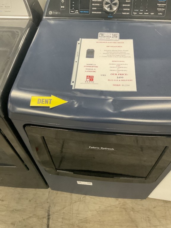 GE Profile 7.3 cu. ft. Capacity Smart Electric Dryer with Fabric Refresh Sapphire Blue PTD90EBPTRS, product image 4 of 22