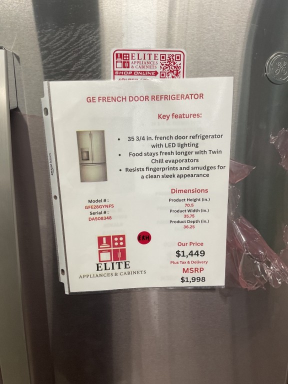 GE 27.7 Cu. Ft. Fingerprint Resistant French-Door Refrigerator Fingerprint Resistant Stainless Steel GFE28GYNFS, product image 2 of 25