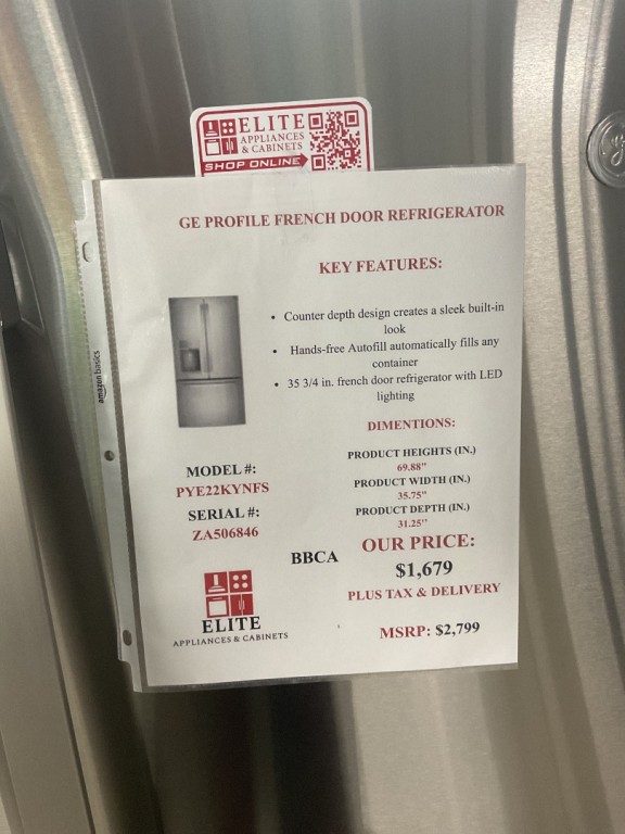 GE Profile 22.1 Cu. Ft. Counter-Depth Fingerprint Resistant French-Door Refrigerator with Hands-Free AutoFill Fingerprint Resistant Stainless Steel PYE22KYNFS, product image 2 of 37