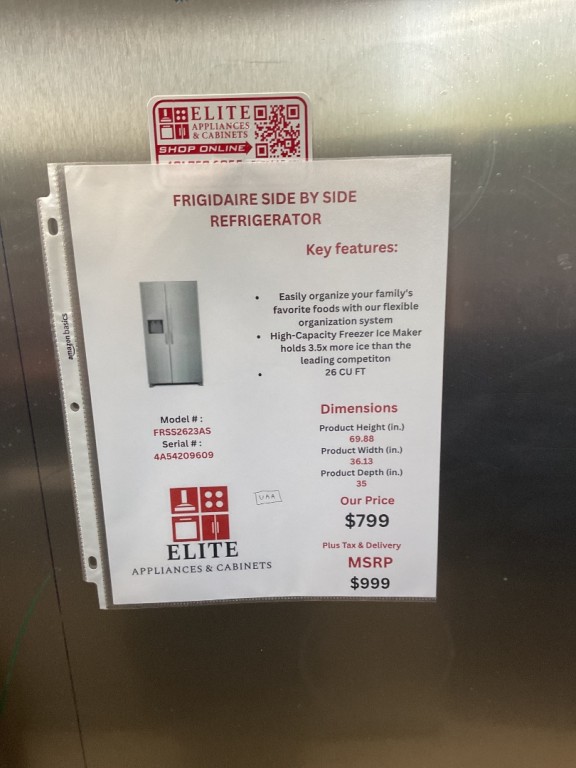 Frigidaire 26 Cu. Ft. 36" Standard-Depth Side-by-Side Refrigerator Stainless Steel FRSS2623AS, product image 2 of 22