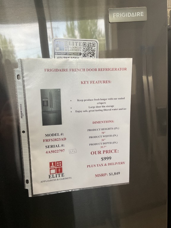 Frigidaire 28 Cu. Ft. Standard-Depth French Door Refrigerator Black Stainless Steel FRFS2823AD, product image 2 of 11
