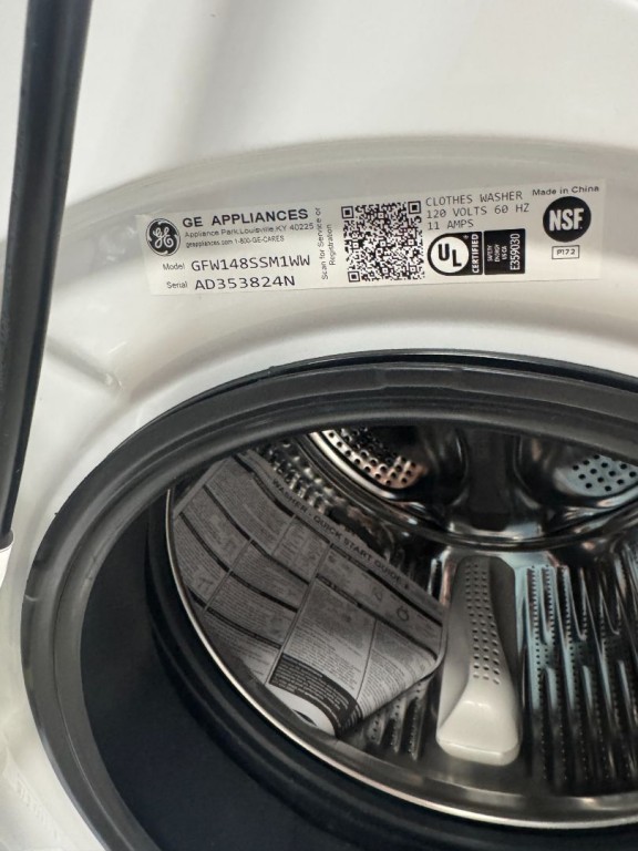 GE 24" 2.4 Cu. Ft. Front Load Washer with Steam White GFW148SSMWW, product image 2 of 18