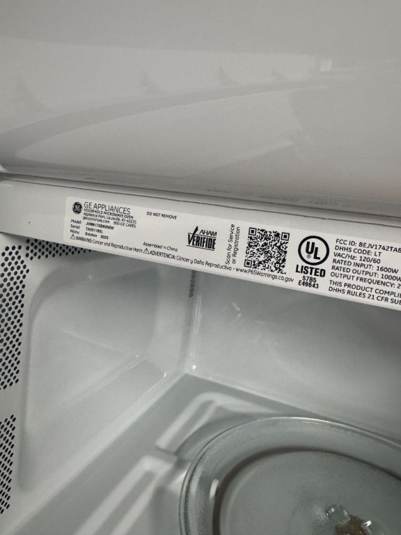 GE 1.7 Cu. Ft. Over-the-Range Sensor Microwave Oven White JVM6175DKWW, product image 3 of 16