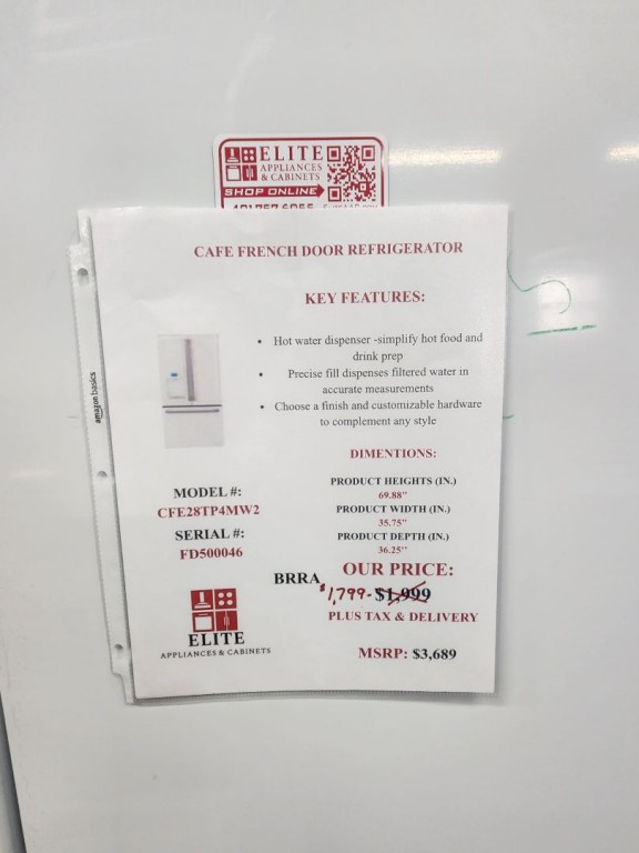 Cafe Café 27.7 Cu. Ft. Smart French-door Refrigerator With Hot Water Dispenser Matte White CFE28TP4MW2, product image 4 of 26