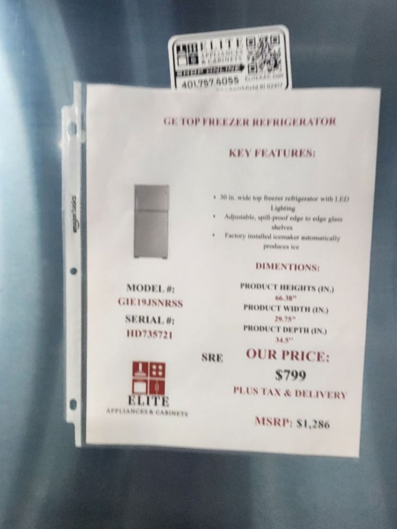 GE 19.2 Cu. Ft. Top-Freezer Refrigerator Stainless Steel GIE19JSNRSS, product image 3 of 12