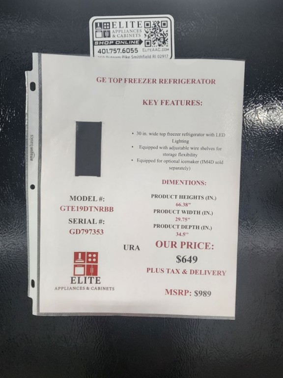 GE 19.2 Cu. Ft. Top-Freezer Refrigerator Black GTE19DTNRBB, product image 3 of 10