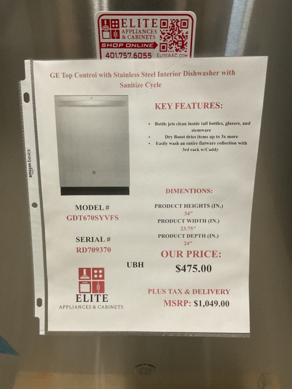 GE Top Control with Stainless Steel Interior Dishwasher with Sanitize Cycle Fingerprint Resistant Stainless GDT670SYVFS, product image 3 of 36