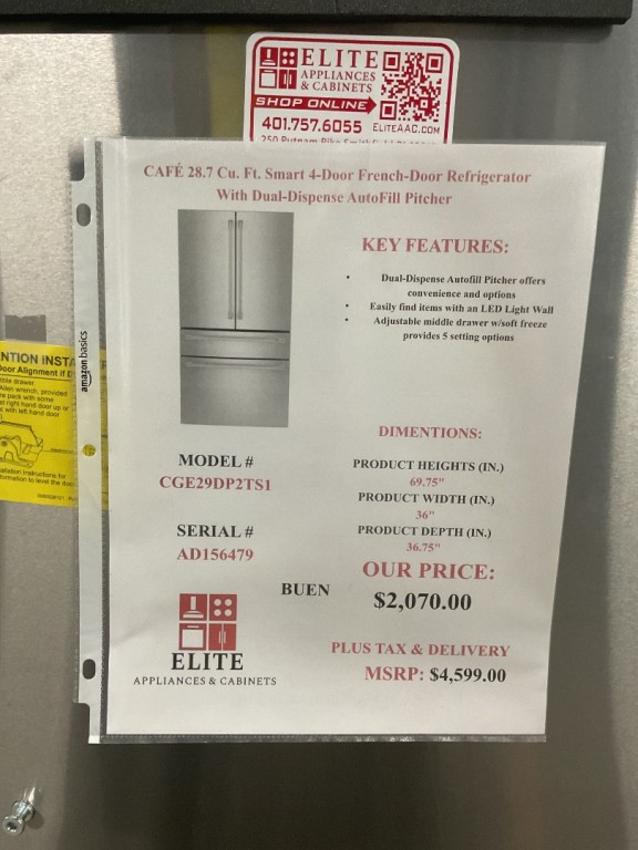 Cafe Café 28.7 Cu. Ft. Smart 4-door French-door Refrigerator With Dual-dispense Autofill Pitcher Stainless Steel CGE29DP2TS1, product image 6 of 36