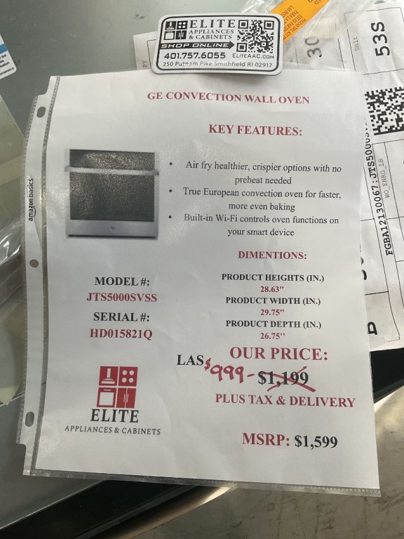 GE 30" Smart Built-In Self-Clean Convection Single Wall Oven with No Preheat Air Fry Stainless Steel JTS5000SVSS, product image 3 of 12