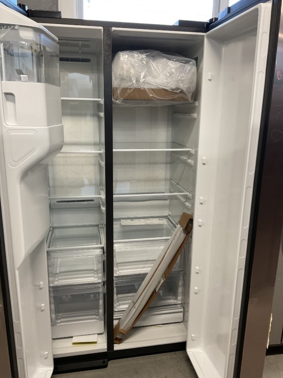 GE 23.5 Cu. Ft. Counter-Depth Side-By-Side Refrigerator with LED Light Walls and Extra Tall Dispenser Fingerprint Resistant Stainless GZS24PYYFS, product image 4 of 65