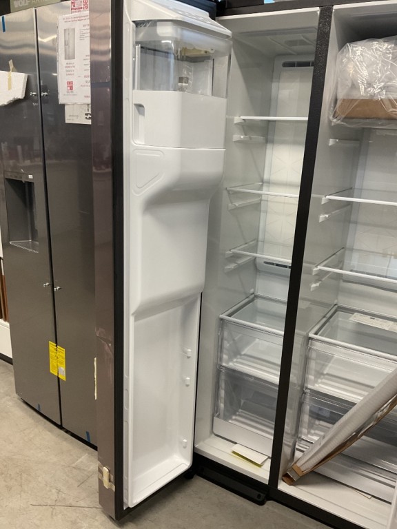 GE 23.5 Cu. Ft. Counter-Depth Side-By-Side Refrigerator with LED Light Walls and Extra Tall Dispenser Fingerprint Resistant Stainless GZS24PYYFS, product image 5 of 65