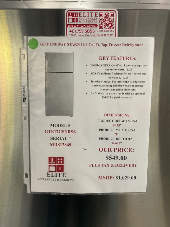GE 16.6 Cu. Ft. Top-Freezer Refrigerator Stainless Steel GTE17GSNRSS, product image 4 of 11