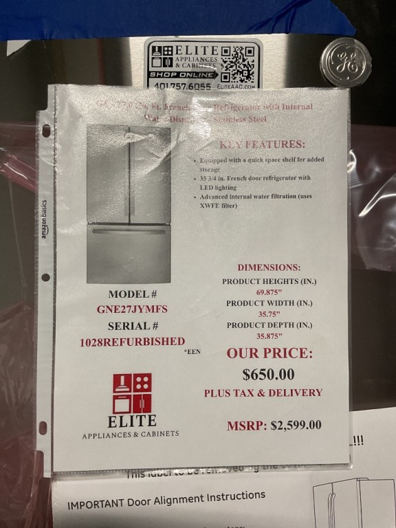 GE 27.0 Cu. Ft. Fingerprint Resistant French-Door Refrigerator Fingerprint Resistant Stainless Steel GNE27JYMFS, product image 6 of 24