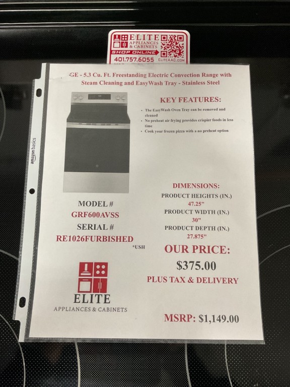 GE 30" Free-Standing Electric Convection Range with No Preheat Air Fry and EasyWash Oven Tray Stainless Steel GRF600AVSS, product image 5 of 40