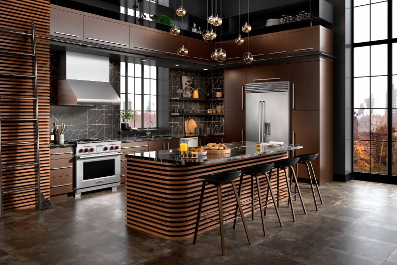 Wolf and Subzero kitchen with dual-fuel convection range