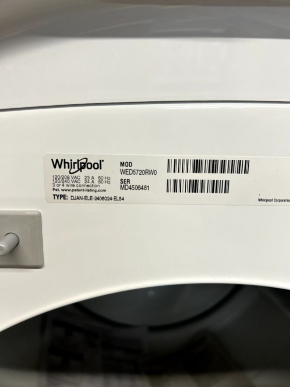 Whirlpool 7.4 cu. ft. Smart Front Load ENERGY STAR® Electric Dryer with Wrinkle Shield™ Option White WED5720RW