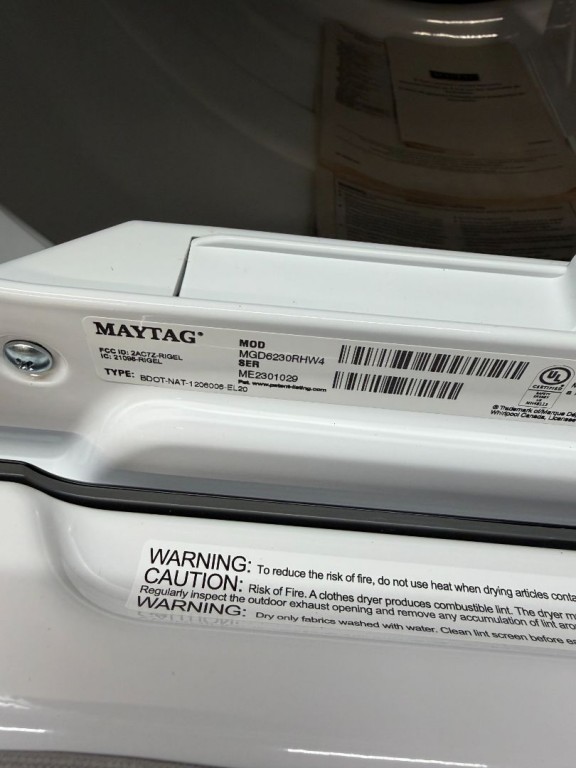 Maytag Smart Top Load Gas Dryer with Extra Power - 7.4 cu. ft. White MGD6230RHW