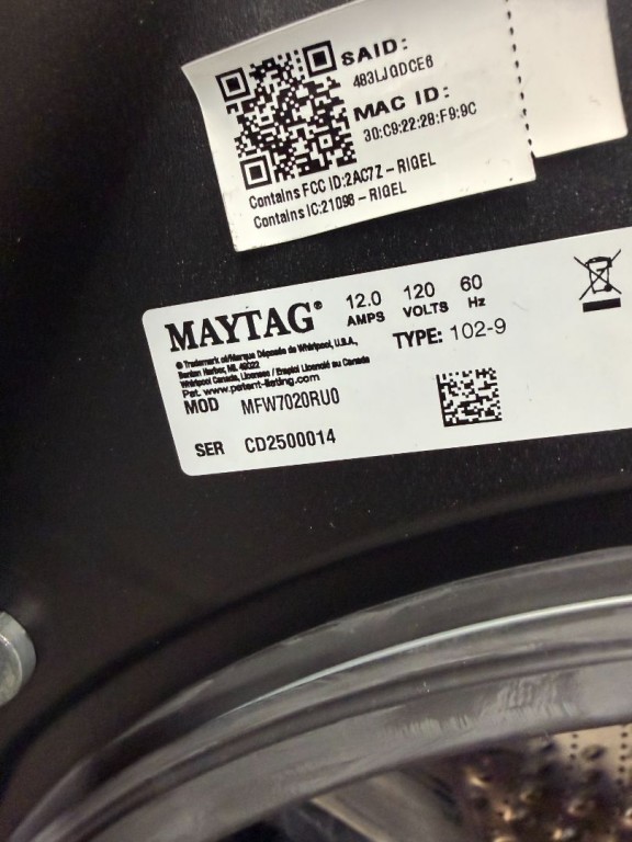 Maytag 5.0 cu. ft. Front Load Washer with Pet Pro Option Volcano Black MFW7020RU