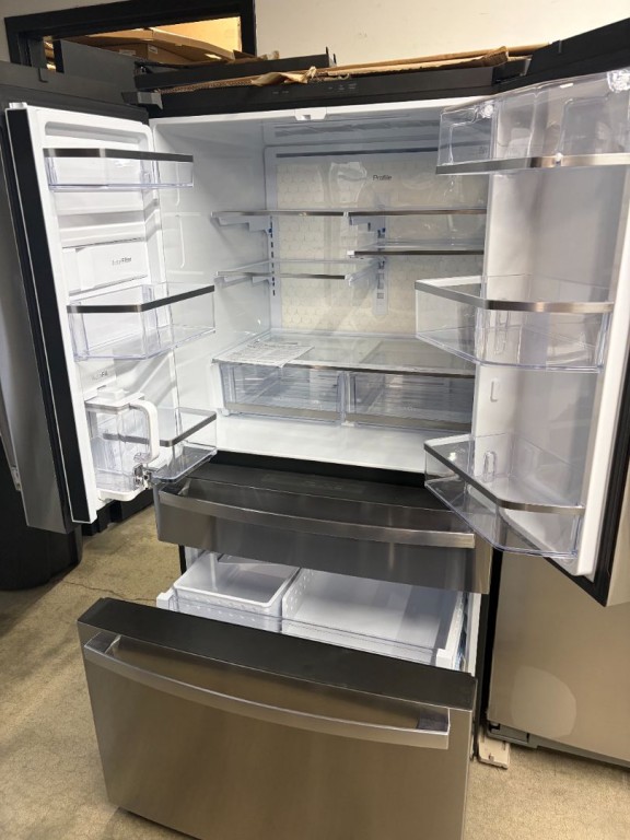 GE Profile 28.7 Cu. Ft. Smart Fingerprint Resistant 4-Door French-Door Refrigerator With Dual-Dispense AutoFill Pitcher Stainless Steel PGE29BYTFS