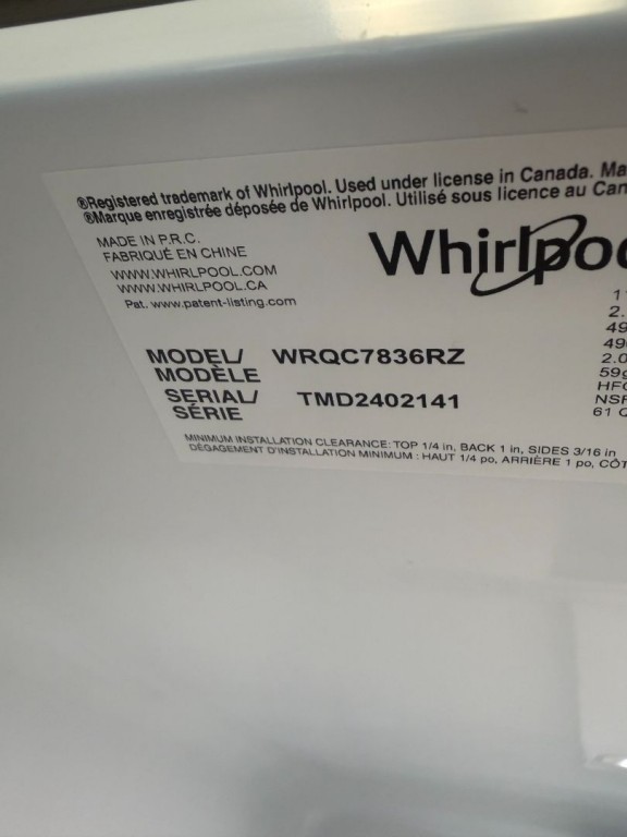 Whirlpool 36-Inch Counter Depth 4 Door Refrigerator with Ice Maker in Door Fingerprint Resistant Stainless Steel WRQC7836RZ