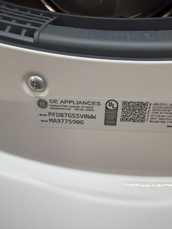 GE Profile 7.8 cu. ft. Capacity Smart Front Load Gas Dryer with Steam and Sanitize Cycle White PFD87GSSVWW