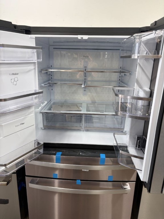 GE Profile 27.9 Cu. Ft. Smart Fingerprint Resistant 4-Door French-Door Refrigerator with Door In Door Fingerprint Resistant Stainless PVD28BYNFS